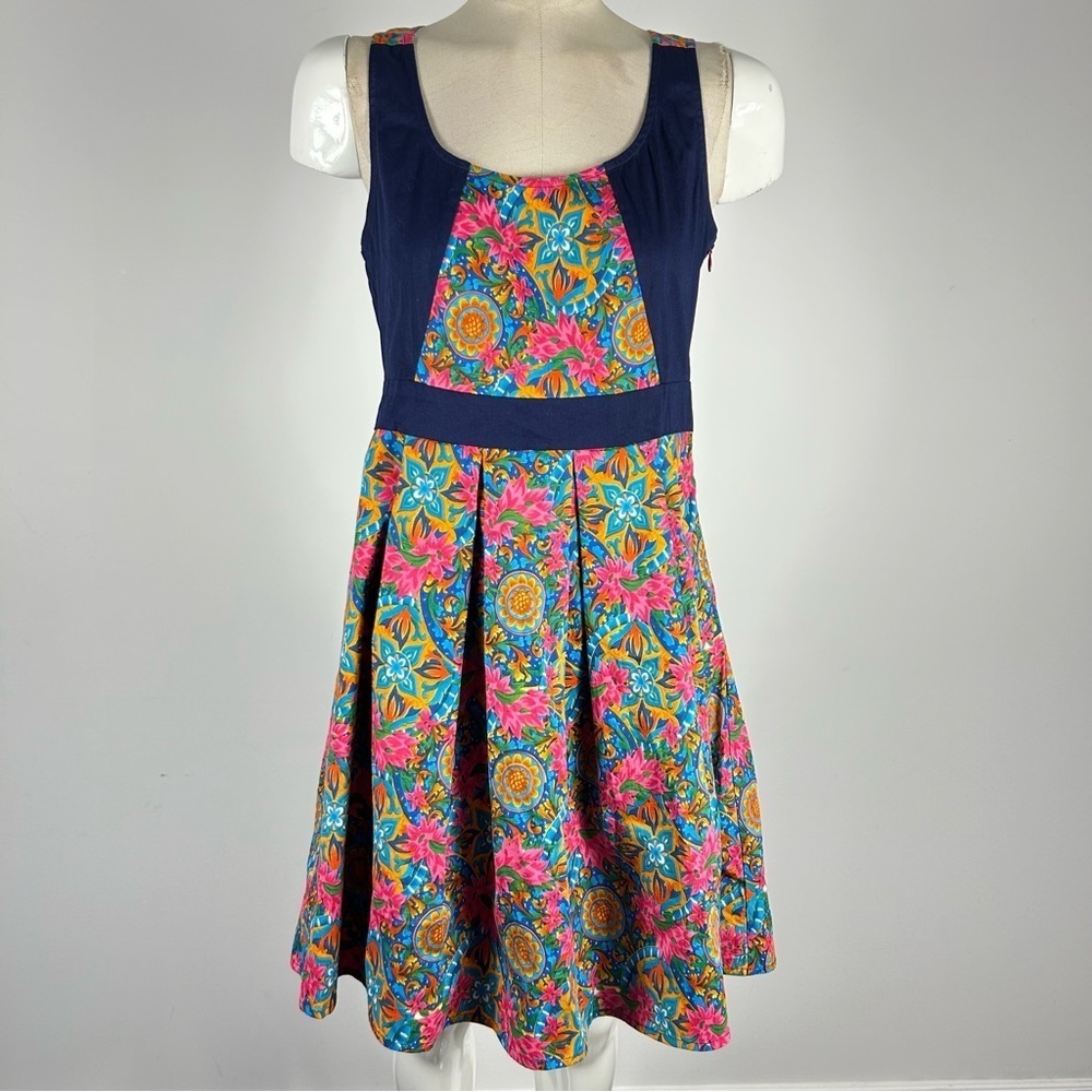 Just B Boho Floral Paisley Mini Dress Navy Orange S